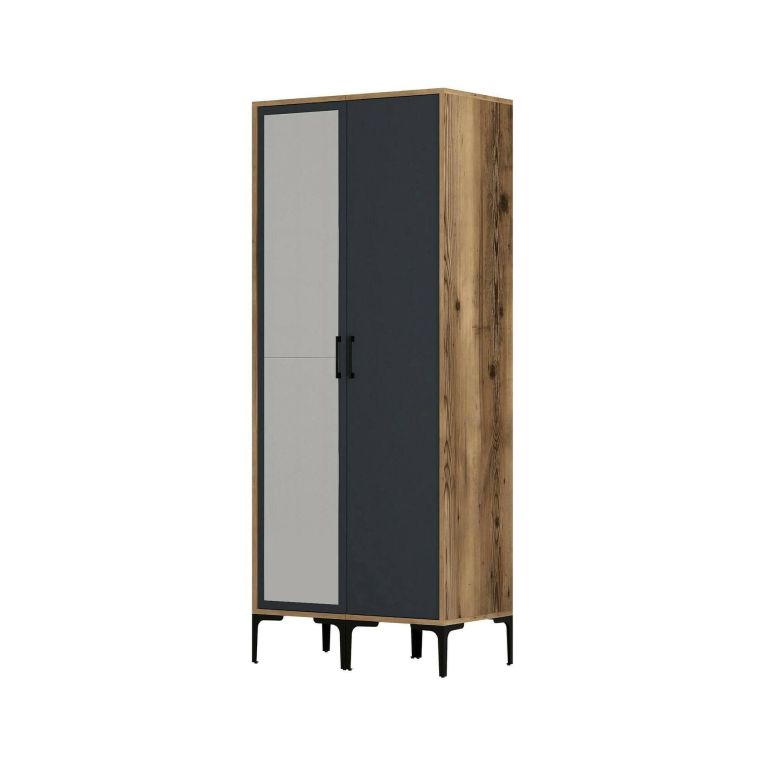 Guardaroba salvaspazio noce e antracite 80x200h cm - Anfo