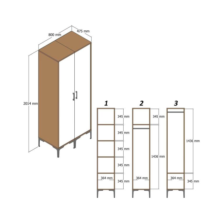 Guardaroba salvaspazio noce e antracite 80x200h cm - Anfo