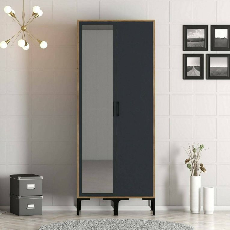 Guardaroba salvaspazio noce e antracite 80x200h cm - Anfo