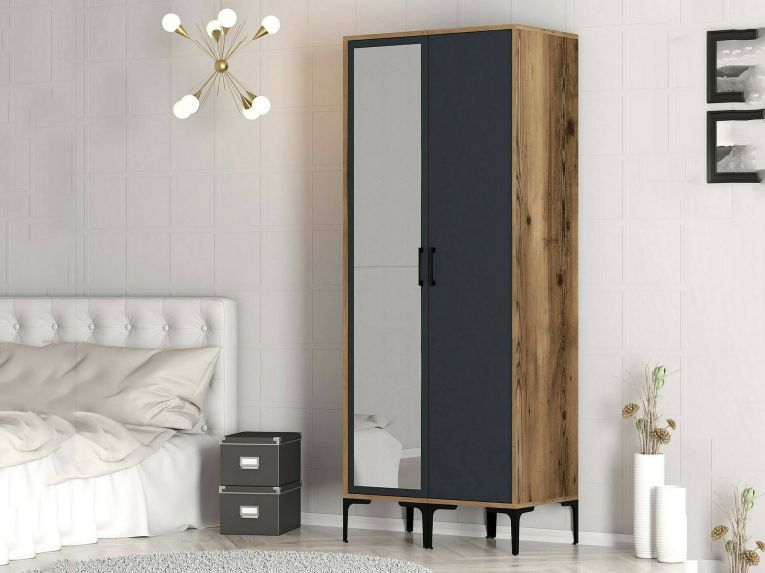 Guardaroba salvaspazio noce e antracite 80x200h cm - Anfo