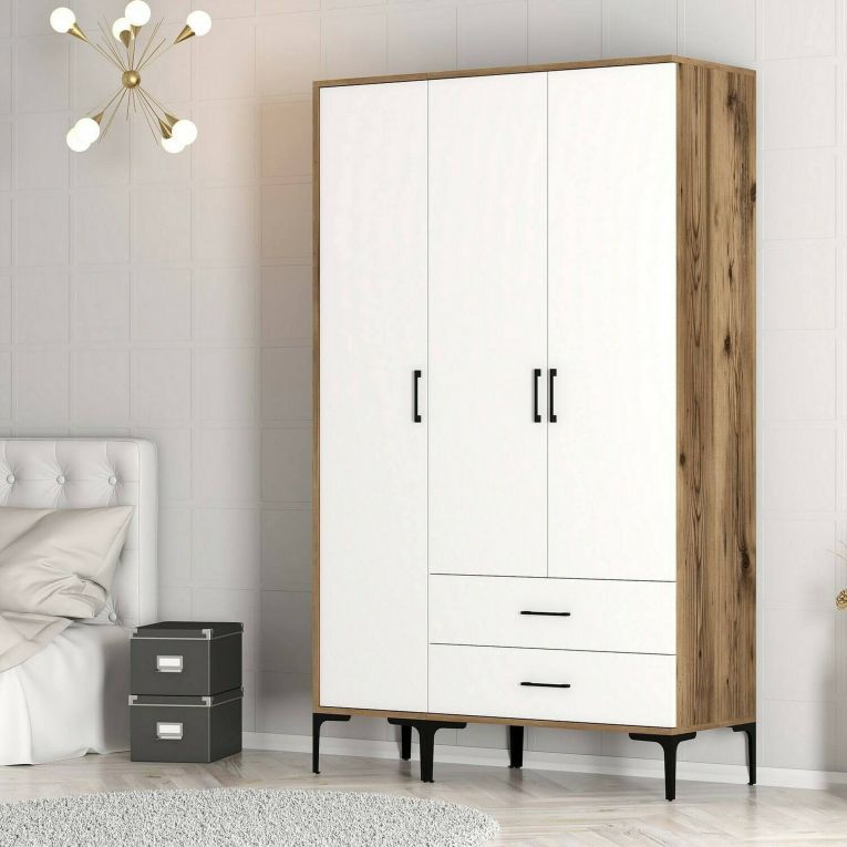 Guardaroba salvaspazio noce e bianco 120x200h cm - Phyan