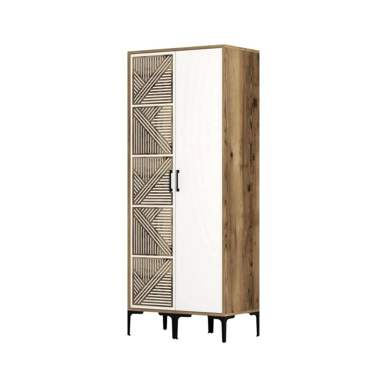 Guardaroba salvaspazio noce e bianco 80x200h cm - Weng