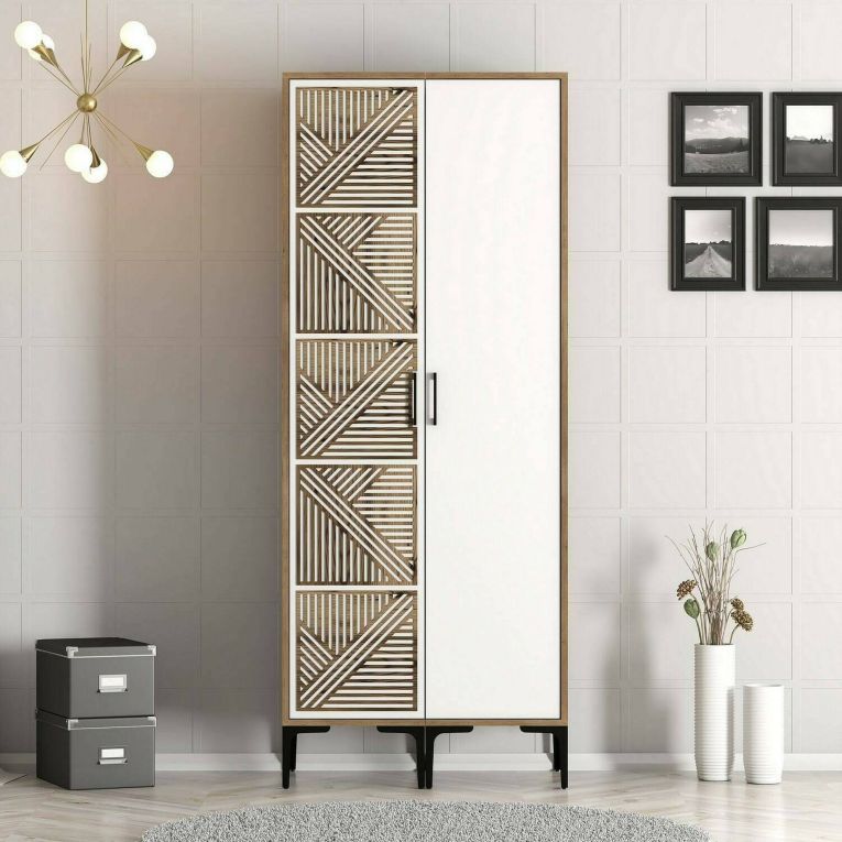 Guardaroba salvaspazio noce e bianco 80x200h cm - Weng