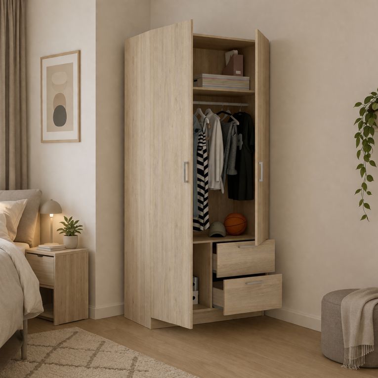 Guardaroba salvaspazio rovere 100x215h cm - Amp