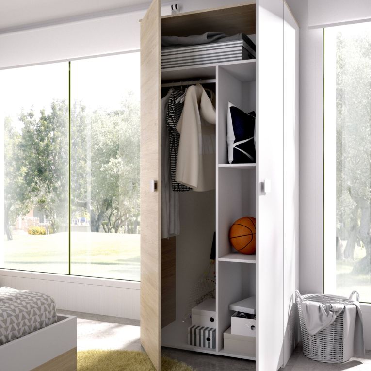 Guardaroba salvaspazio rovere e bianco 90x205h cm - Arcibald