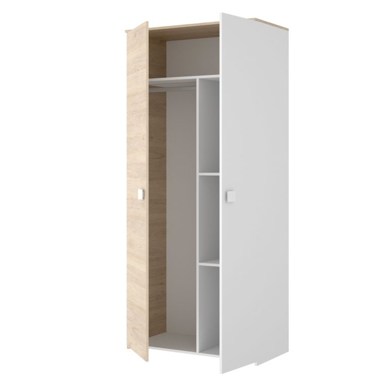 Guardaroba salvaspazio rovere e bianco 90x205h cm - Arcibald
