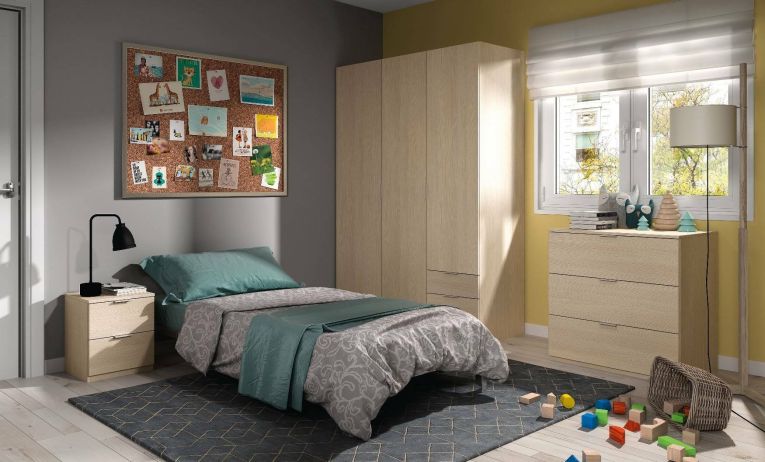 Guardaroba Warren, Armadio per camera da letto a 3 ante e 3 cassetti, Mobile con 3 ripiani e barra appendiabiti, 121x52h180 cm, Rovere
