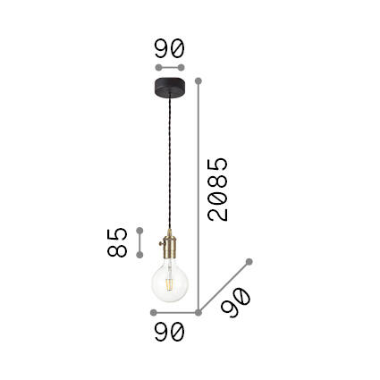 Ideal-Lux - Lampada a sospensione DOC SP1 PIOMBO, 9 x 9 x h34 cm, Nero