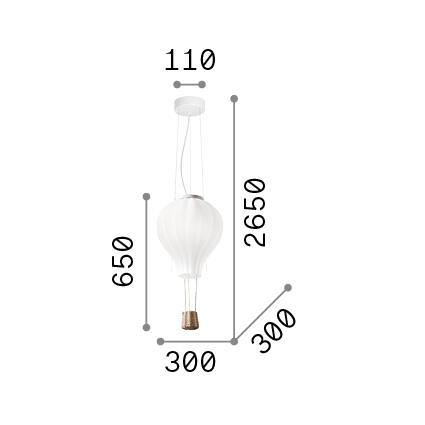 Ideal-Lux - Lampada a sospensione DREAM BIG SP1 D30, 30 x 30 x h90 cm, Bianco
