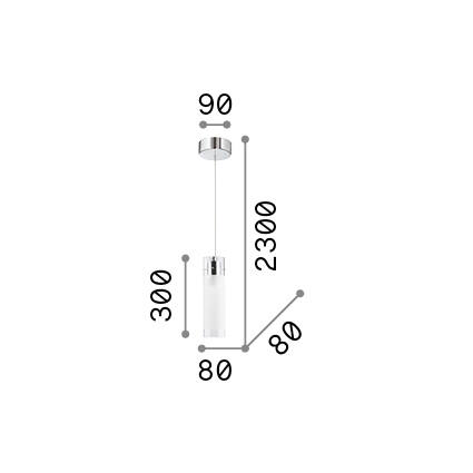 Ideal-Lux - Lampada a sospensione FLAM SP1 SMALL, 8 x 8 x h55 cm, Bianco