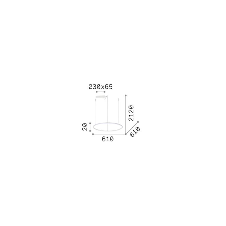 Ideal-Lux - Lampada a sospensione HULAHOOP SP D061, 61 x 61 x h27 cm, Bianco
