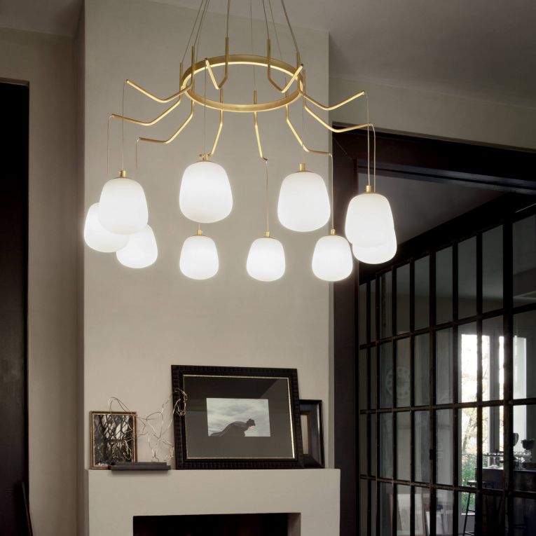 Ideal-Lux - Lampada a sospensione KAROUSEL SP10, 83 x 83 x h122 cm, Ottone
