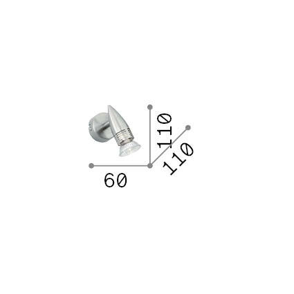 Ideal-Lux - Lampada da parete ALFA AP1 NICKEL, 6 x 11 x h11 cm, Argento