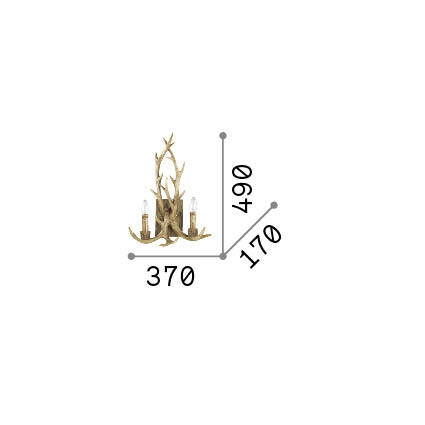 Ideal-Lux - Lampada da parete CHALET AP2, 37 x 49 x h17 cm, Beige