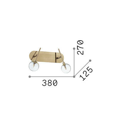 Ideal-Lux - Lampada da parete MARACAS AP2, 38 x 27 x h13 cm, Ottone