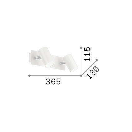 Ideal-Lux - Lampada da parete SPOT AP2 BIANCO, 37 x 12 x h13 cm, Bianco
