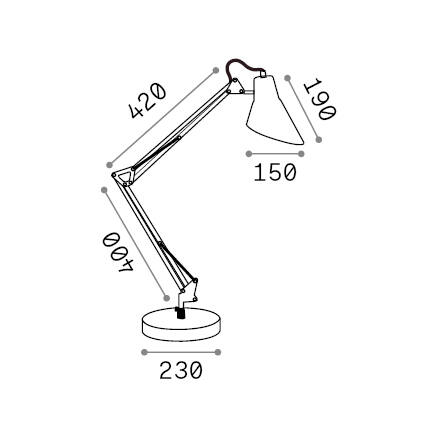Ideal-Lux - Lampada da tavolo SALLY TL1 NERO RAME, 23 x 36 x h58 cm, Nero
