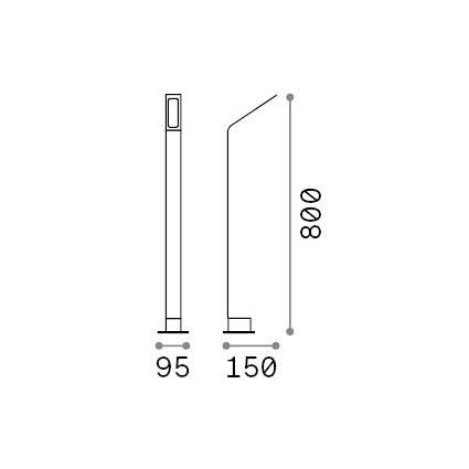 Ideal-Lux - Lampada outdoor AGOS PT H80 4000K NERO, 10 x 15 x h80 cm, Nero