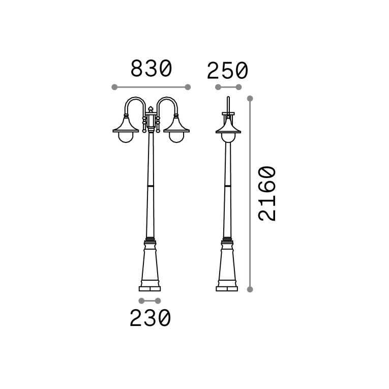 Ideal-Lux - Lampada outdoor CIMA PT2 ANTRACITE, 83 x 25 x h216 cm, Antracite