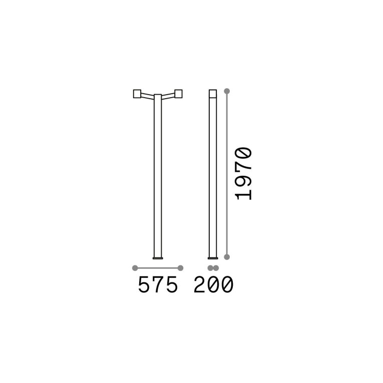 Ideal-Lux - Lampada outdoor CLIO MPT2 GRIGIO, 58 x 20 x h197 cm, Grigio