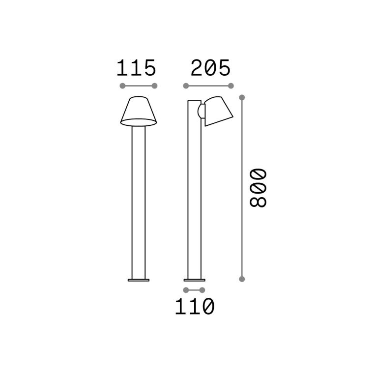Ideal-Lux - Lampada outdoor GAS PT1 ANTRACITE, 12 x 21 x h80 cm, Antracite
