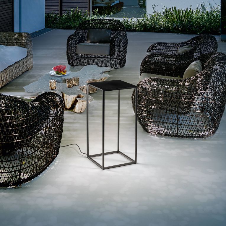 Ideal-Lux - Lampada outdoor IPOTESI PT H73 NERO, 35 x 35 x h73 cm, Bianco