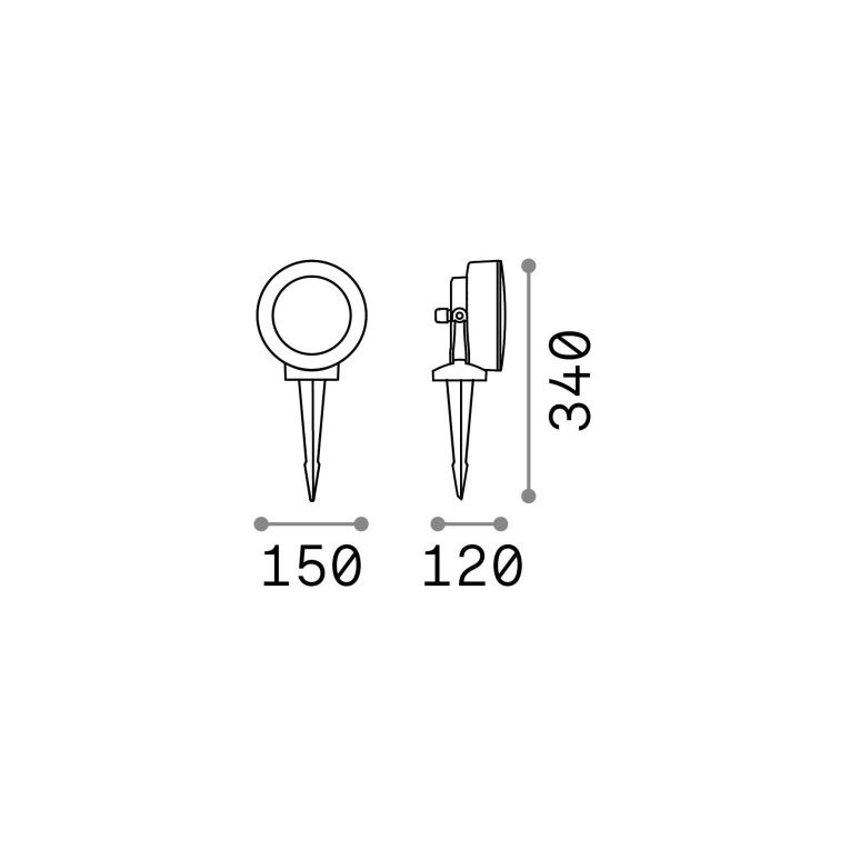 Ideal-Lux - Lampada outdoor LITIO PR1 NERO, Made in Italy, 15 x 12 x h34 cm, Nero