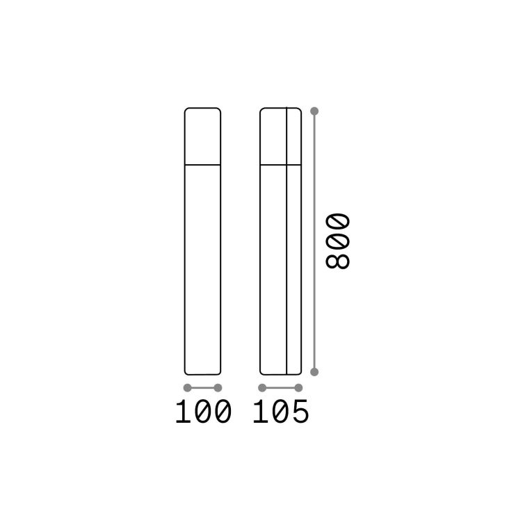 Ideal-Lux - Lampada outdoor PULSAR PT1 ANTRACITE, 11 x 10 x h80 cm, Antracite