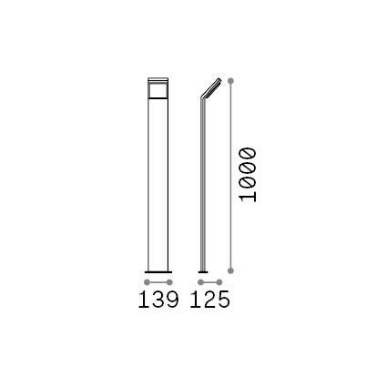 Ideal-Lux - Lampada outdoor STYLE PT H100 ANTRACITE 4000K, 14 x 12 x h100 cm, Antracite