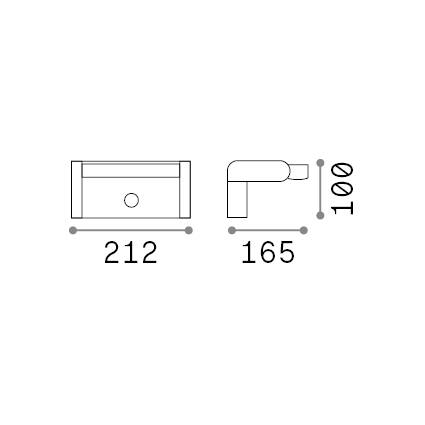 Ideal-Lux - Lampada outdoor SWIPE AP SENSOR NERO, 21 x 10 x h12 cm, Nero