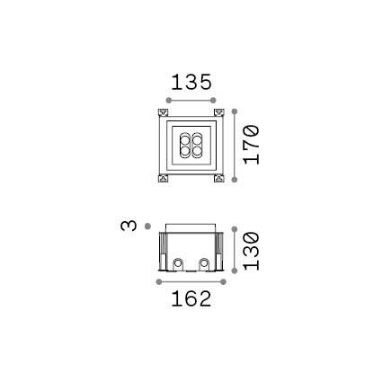 Ideal-Lux - Lampada outdoor TAURUS PT D13 ACCENT SQUARE, 16 x 17 x h13 cm, Grigio