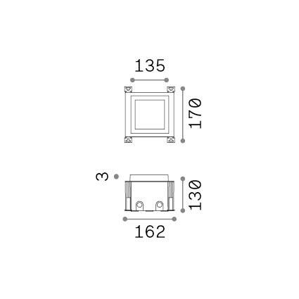 Ideal-Lux - Lampada outdoor TAURUS PT D13 WIDE SQUARE, 16 x 17 x h13 cm, Grigio