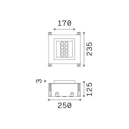 Ideal-Lux - Lampada outdoor TAURUS PT D17 ACCENT SQUARE, 25 x 24 x h13 cm, Grigio