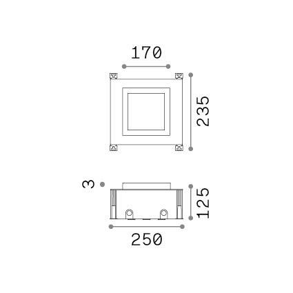 Ideal-Lux - Lampada outdoor TAURUS PT D17 WIDE SQUARE, 25 x 24 x h13 cm, Grigio