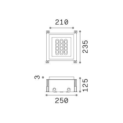 Ideal-Lux - Lampada outdoor TAURUS PT D21 ACCENT SQUARE, 24 x 25 x h13 cm, Grigio