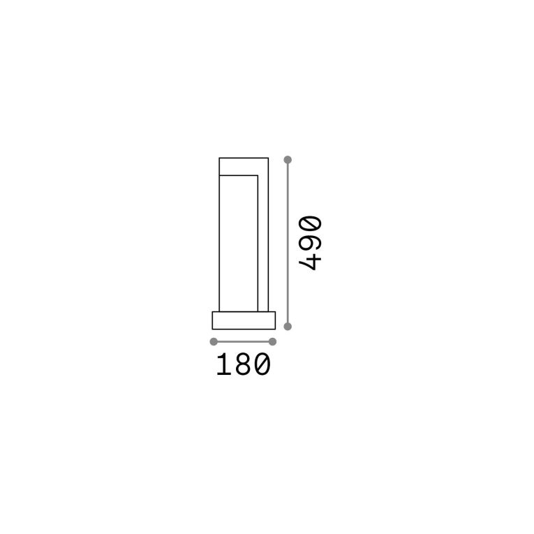 Ideal-Lux - Lampada outdoor TITANO PT H49 4000K, 18 x 18 x h49 cm, Grigio