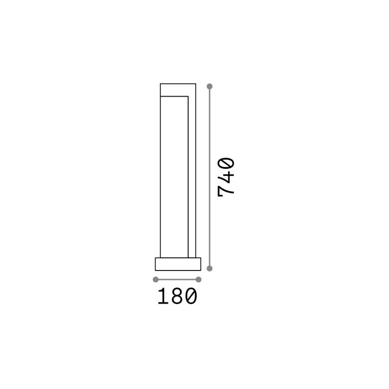 Ideal-Lux - Lampada outdoor TITANO PT H74 4000K, 18 x 18 x h74 cm, Grigio