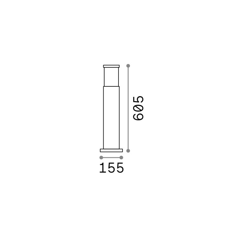 Ideal-Lux - Lampada outdoor TRONCO PT1 H60 GRIGIO, 16 x 16 x h61 cm, Grigio