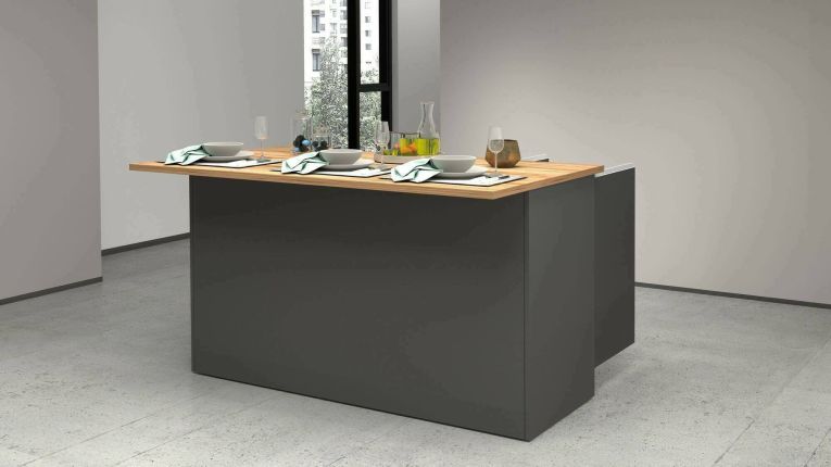 Isola centrale cucina design 155x90x90h cm antracite e rovere - Tartaro