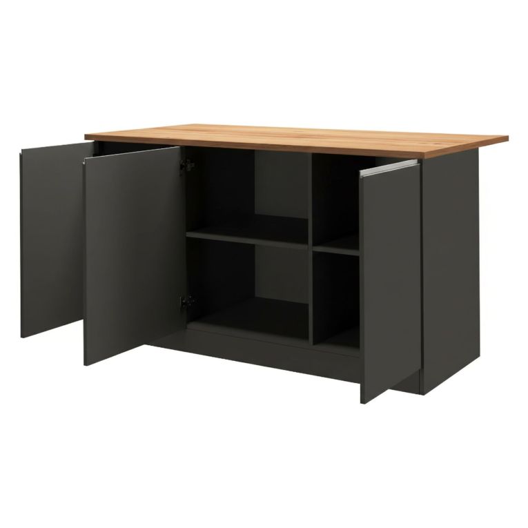 Isola centrale cucina design 155x90x90h cm antracite e rovere - Tartaro