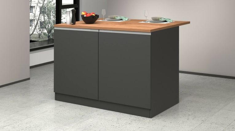 Isola cucina con ante e cassetti 125x90x90h cm antracite e rovere - Analiza