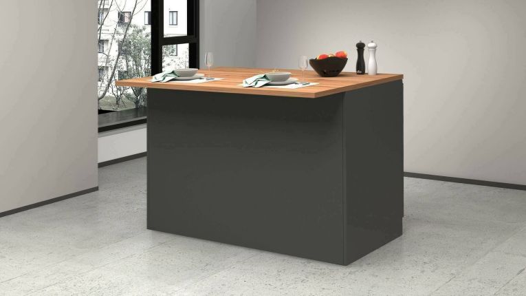Isola cucina con ante e cassetti 125x90x90h cm antracite e rovere - Analiza