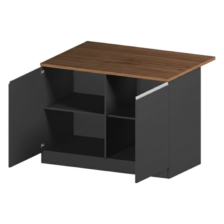 Isola cucina con ante e cassetti 125x90x90h cm antracite e rovere - Analiza