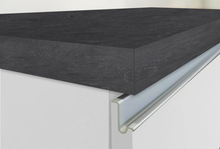 Isola cucina con piano lavoro ampio 160x90x90h cm bianca lucida e ardesia - Abern