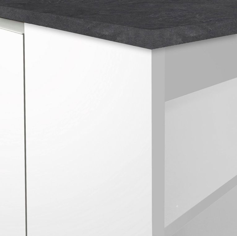 Isola cucina con piano lavoro ampio 160x90x90h cm bianca lucida e ardesia - Abern
