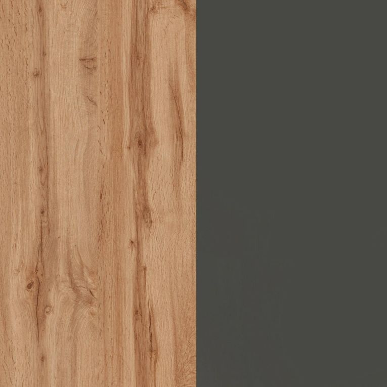 Isola cucina con vani contenitori 160x90x90h cm antracite e rovere - Abern