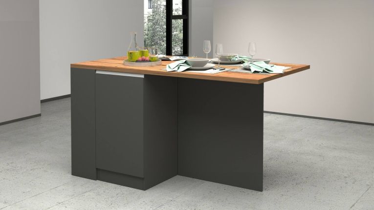Isola cucina con vani contenitori 160x90x90h cm antracite e rovere - Abern