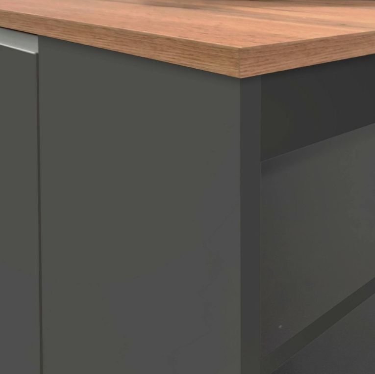 Isola cucina con vani contenitori 160x90x90h cm antracite e rovere - Abern