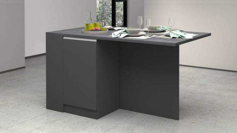 Isola cucina grande multifunzione 160x90x90h cm antracite e ardesia - Abern