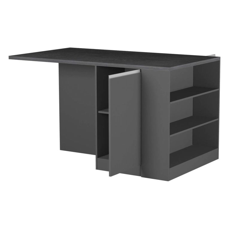 Isola cucina grande multifunzione 160x90x90h cm antracite e ardesia - Abern